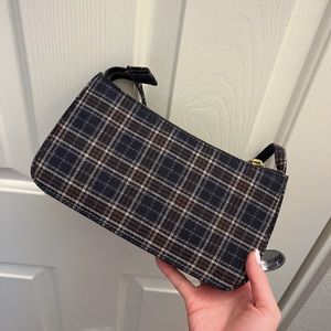 Plaid Baguette Bag
